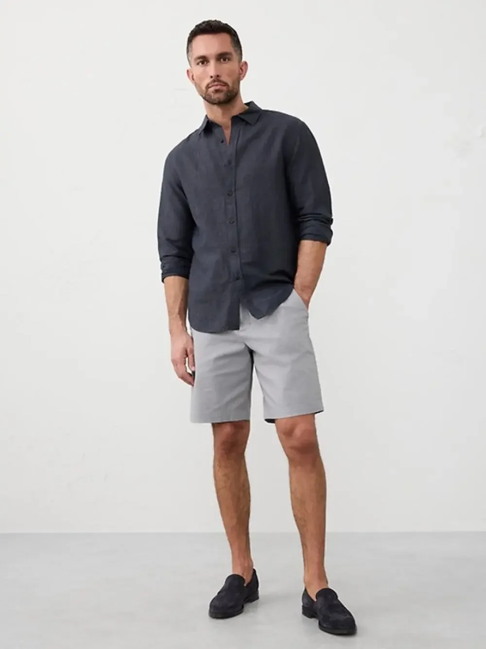 NEW Banana Republic Factory Lived-In 9” Short In the Mist Grey